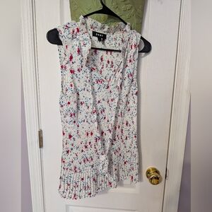 DKNY White and Red Floral Top